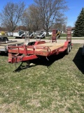 2003 LOAD TRAIL TANDEM AXLE EQUIPMENT TRAILER, 7' X 18' WITH 2' BEAVERTAIL, STAND UP RAMPS, ELECTRIC