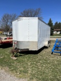 2011 HAULMARK TRANSPORT DLX TANDEM AXLE ENCLOSED TRAILER, 16', CUSTOM CABINETS, SIDE DOOR, REAR RAMP