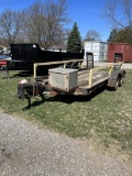 TANDEM AXLE EQUIPMENT TRAILER, REAR RAMPS, TOOL BOX, PINTLE HITCH, SELLS WITH WEIGHT SLIP - #2480