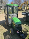 JOHN DEERE X534 RIDING LAWN TRACTOR WITH 48'' PLOW, ALL WHEEL STEERING, TIRE CHAINS, 671 HOURS SHOWI