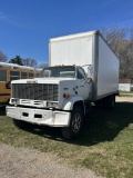 1984 GMC 7000 TOPKICK BOX VAN, 3208 CAT DIESEL ENGINE, 5-SPEED TRANS, 24' BOX, ROLL UP DOOR, 75,818 