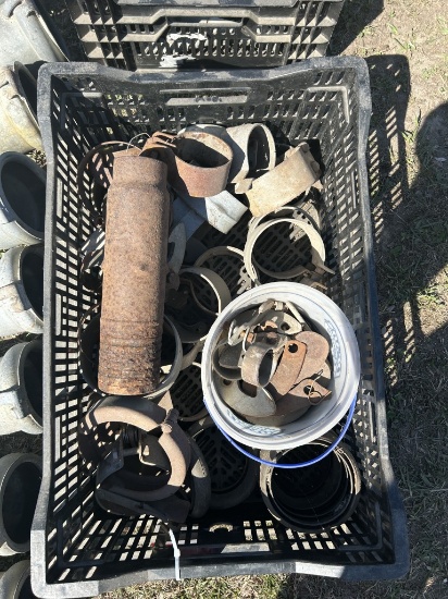ASSORTED RISERS WITH RAINBIRD SPRINKLERS, 2'' FITTINGS, PARTS, 4'' PIERCE FITTINGS, SHUT-OFFS, 45'S,