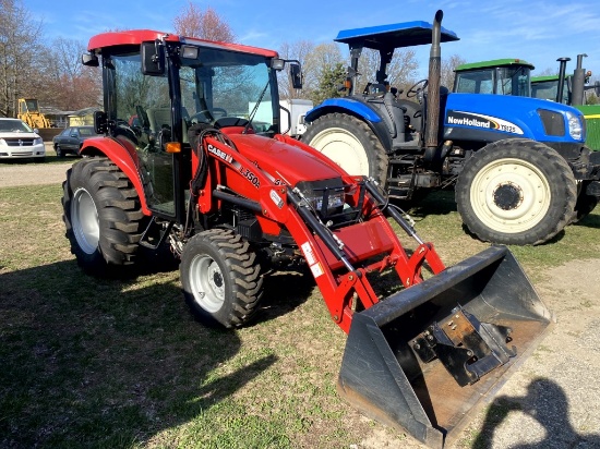 2018 CASE FARMALL 55 CVT WITH L350A LOADER, CAB WITH AC/HEAT, XM RADIO-CD, REAR & MID PTO, MFWD, 3-P