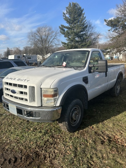 2008 FORD F250 REGULAR CAB PICKUP TRUCK, LONG BED, 6.4L DIESEL ENGINE, AUTO TRANS, 4X4, LEATHER, AM/