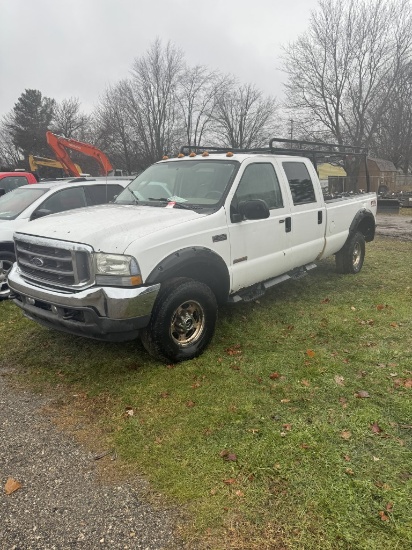 2004 FORD F350 CREW CAB PICKUP TRUCK, 4X4, 6.0L TURBO DIESEL, AUTO TRANS, LEATHER, PW, PL, PM, LADDE