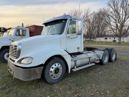 2012 FREIGHTLINER COLUMBIA GLIDER TANDEM AXLE DAY CAB SEMI TRUCK, CUMMINS REMANUFACTURED ISM DIESEL 