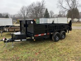 NEW 2024 QUALITY STEEL DUMP TRAILER, 14', GVWR 14,000LBS, TANDEM AXLE, RAMPS, 2-5/16'' BALL, VIN: 5L