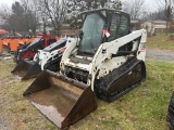 2007 BOBCAT T180 RUBBER TRACK SKID STEER, ENCLOSED CAB WITH HEAT & AIR, 66-HP KUBOTA DIESEL, AUX. HY