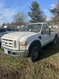 2008 FORD F250 REGULAR CAB PICKUP TRUCK, LONG BED, 6.4L DIESEL ENGINE, AUTO TRANS, 4X4, LEATHER, AM/