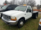 1999 FORD F350 REGULAR CAB FLATBED TRUCK, 7.3L DIESEL ENGINE, AUTO TRANS, 9' X 90'' BED, 295,397 MIL