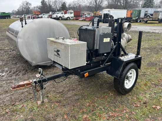 KOSHIR SINGLE AXLE TOWABLE 6'' TRASH PUMP, KTD-150, KUBOTA 3-CYLINDER DIESEL ENGINE, 282 HOURS SHOWI
