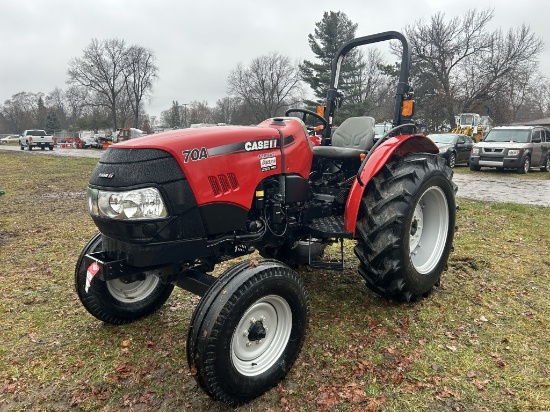 2021 CASE IH FARMALL 70A TRACTOR, 2WD, 3PT, NO TOP LINK, PTO, 2-REMOTES, 8X8 SPEED TRANS, 14.9/13-28
