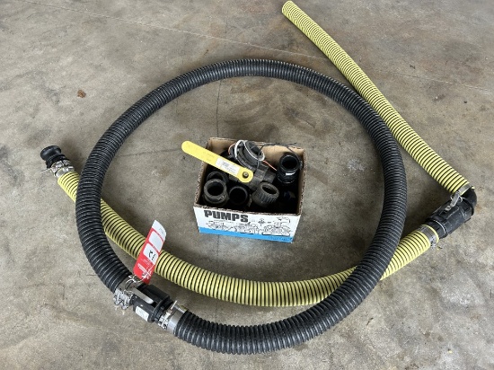 ASSORTED 2'' HOSE WITH FITTINGS & VALVES