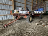HAY WAGON WITH REAR RACK, DEMCO RUNNING GEAR, 18' X 8'