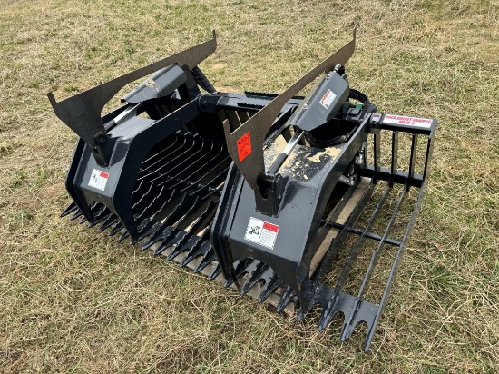 NEW STOUT 72-3B ROCK GRAPPLE, 72'', SKID STEER QUICK ATTACH