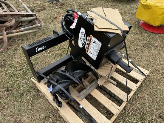NEW LOWE HYDRAULIC AUGER 1650, 15'', SKID STEER QUICK ATTACH