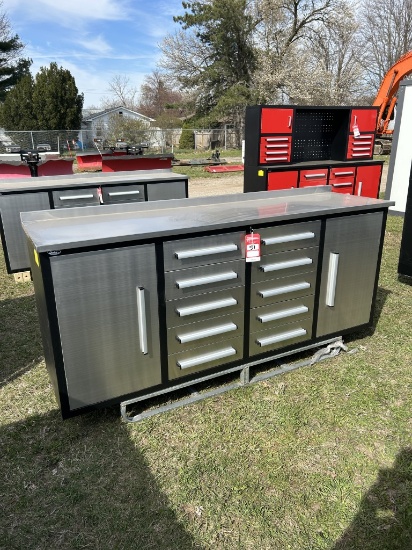 STEELMAN TOOL BOX/WORK BENCH, 10-DRAWERS, 2-CABINETS, 7',  STAINLESS