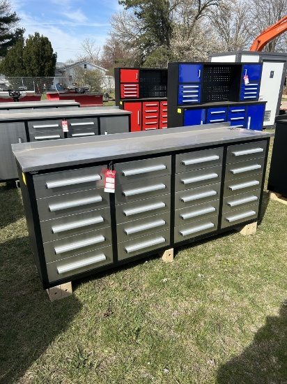 STEELMAN TOOL BOX/WORK BENCH, 20-DRAWERS, 7' STAINLESS