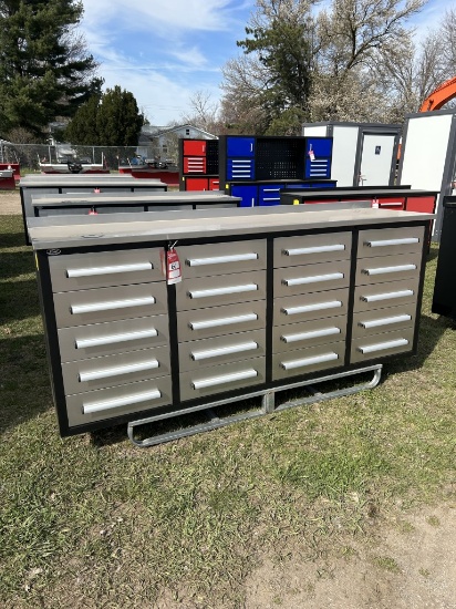 STEELMAN TOOL BOX/WORK BENCH, 20-DRAWERS, 7' STAINLESS