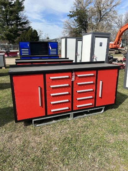 STEELMAN TOOL BOX/WORK BENCH, 10-DRAWERS, 2-CABINETS, 7',  STAINLESS