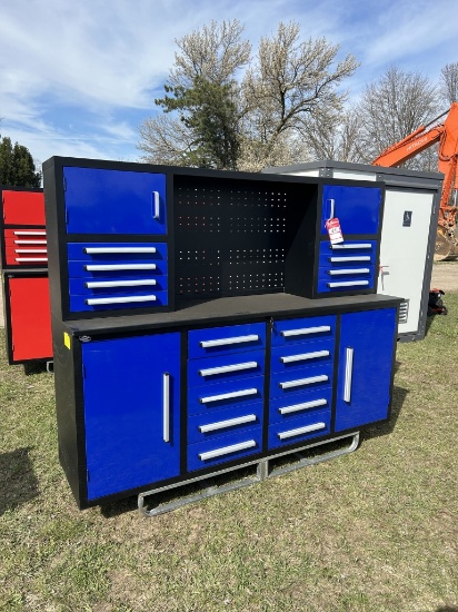 STEELMAN TOOL BOX/WORK BENCH, 18-DRAWERS, 2-CABINETS, BLUE