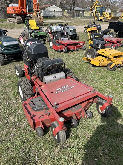 EXMARK TURF TRACER WALK BEHIND MOWER, 54'' DECK, SULKY CART, 23-HP KOHLER ENGINE, 1725 HOURS SHOWING