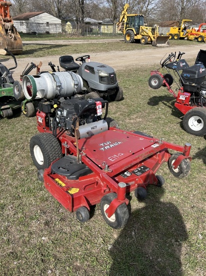 2016 EXMARK TURF TRACER WALK BEHIND MOWER WITH SULKY CART, 60'' DECK, LP FUEL, KOHLER ENGINE, 960 HO