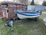 1979 SYLVAN 14' FISHING BOAT, JOHNSON 25-HP OUTBOARD MOTOR, MINN KOTA TROLLING MOTOR, OUTRIGGERS, RE