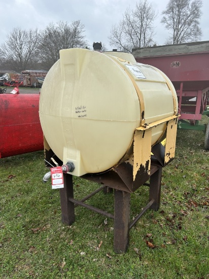 POLY TANK WITH STAND, 200-GALLON, SELLER ONLY USED FOR WATER, STATES NO LEAKS