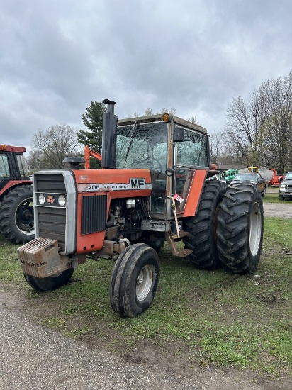 MASSEY FERGUSON AG TRACTOR, 6-CYLINDER PERKINS DIESEL ENGINE, WIDE FRONT, CAB, (8) FRONT WEIGHTS, 3-