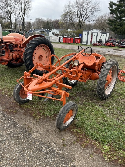 ALLIS CHALMERS G WITH PLOW & CULTIVATORS, GAS ENGINE, NEW RIMS & TIRES