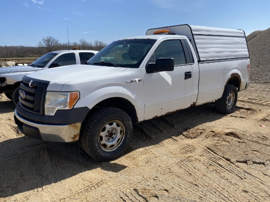 2010 FORD F150 REGULAR CAB PICKUP TRUCK, 4.6L TRITON V8 GAS ENGINE, AUTO TRANS, LONG BOX WITH TOPPER