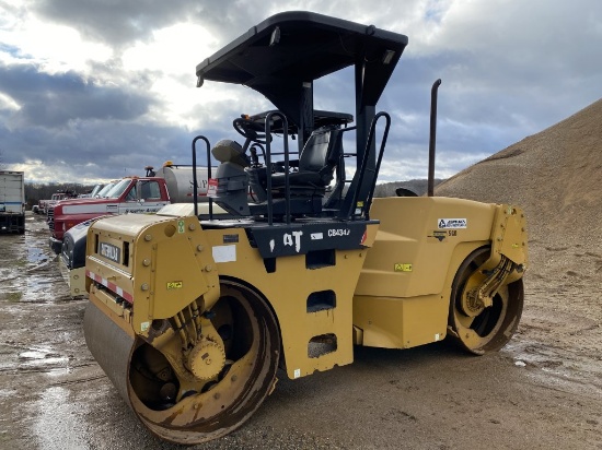 2012 CAT CB434D VIBRATORY SMOOTH DRUM ROLLER, CAT DIESEL, 59'' DRUM, WATER TANKS, 3059 HOURS SHOWING