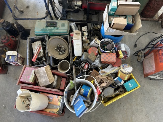 ASSORTED HARDWARE, NUTS, BOLTS, FASTENERS, BITS, NAILS, SCREWS, AND MORE