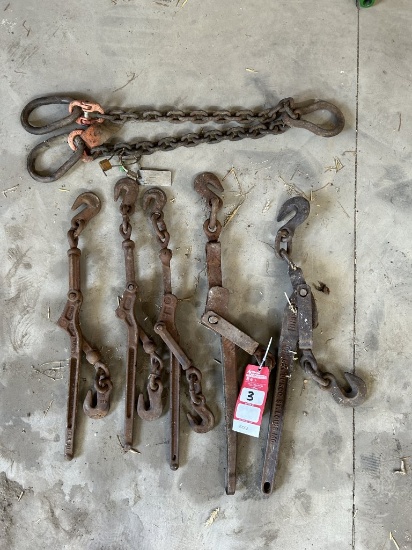 CHAIN BINDERS (5), 3/8'' X 5' CHAIN LIFTING SLING