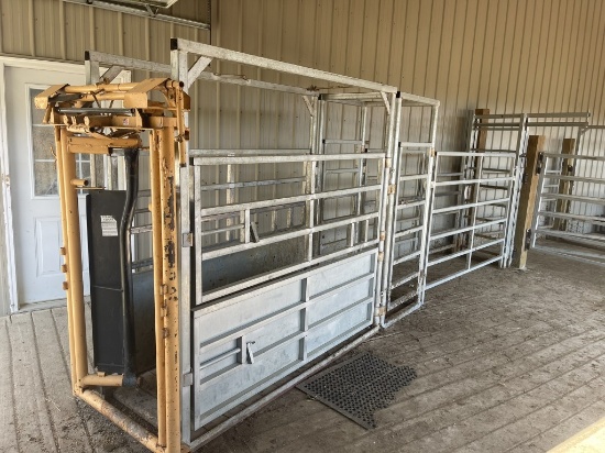 FOR-MOST LIVESTOCK EQUIPMENT HEADLOCK WITH GALVANIZED STEEL GATE CHUTE (CHUTE HAS 6' SWINGING SIDE G