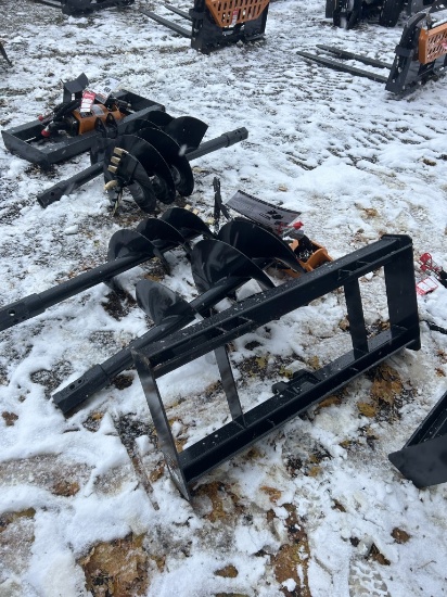 NEW WOLVERINE AUGER ATTACHMENT, SKID STEER MOUNT, 12'' & 18'' BITS