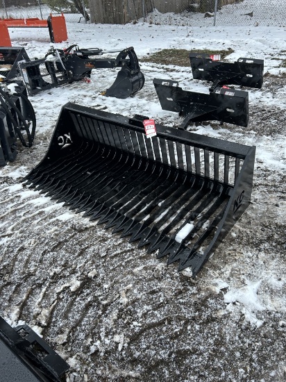 SKID STEER SKELETON/ROCK BUCKET, 72'' WIDE, HIGH SIDES