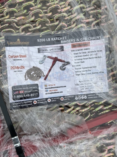 RATCHET CHAIN BINDERS, 9200 LBS (5), 3/8'' X 20' G70 CHAINS (10)
