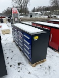 NEW WORKBENCH, 7', 20 DRAWER, 38'' HIGH X 24'' DEEP, WITH KEYS