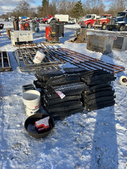 LOT OF HOG FLOORING, HOG FEEDER, AND MISC.