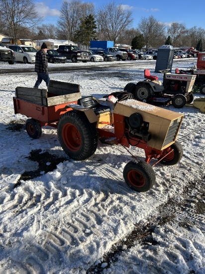 CASE 444 GARDEN TRACTOR WITH TRAILER, KOHLER 321 GAS ENGINE, HYDROSTATIC DRIVE, ENGINE RECENTLY REBU