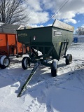 PARKER 250 BU. GRAVITY BOX, JOHN DEERE RUNNING GEAR, SIDE DISCHARGE