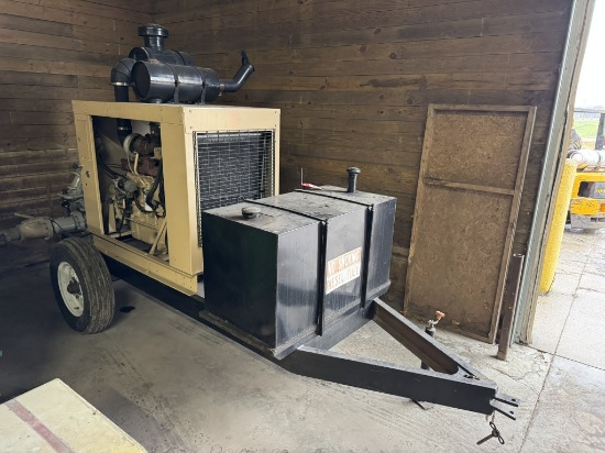 TOWABLE IRRIGATION PUMP, CUMMINS 200 HP ENGINE, PIN HITCH, CORNELL PUMP, 6 X 6, 5062 HOURS SHOWING