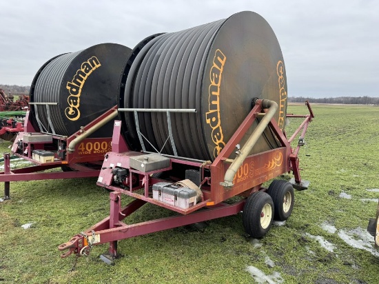 CADMAN 4000S IRRIGATION TRAVELER WIDE BODY, HARD HOSE W/GUN, HONDA GX160 GAS, S/N 5409114000