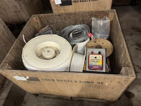 (3) ELECTRIC FENCE CHARGERS, WIRE INSULATORS, TAPE FENCE