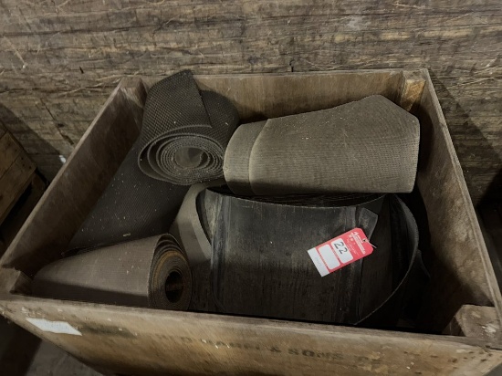 WOODEN CRATE WITH ASSORTED CONVEYOR BELTS