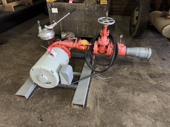 ELECTRIC IRRIGATION PUMP, 6'' INLET, 6'' OUTLET, FRAME WITH FORK POCKETS, MANUAL SIPHON, BALDOR 50 H