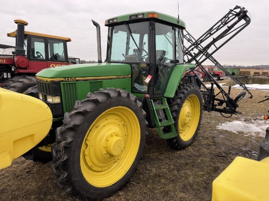 JOHN DEERE 7400 TRACTOR, CAB, 4WD, 3 PT WITH QUICK HITCH, 540 PTO, 3 REMOTES, 320-90R46 REAR TIRES, 