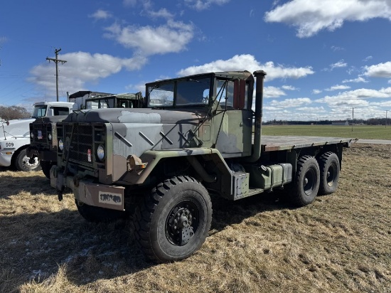 1991 BMY TANDEM AXLE MILITARY TRUCK, 6X6, CUMMINS, 250 AUTOMATIC TRANS, 16' BED, 5-TON, SOFT CAB, RE